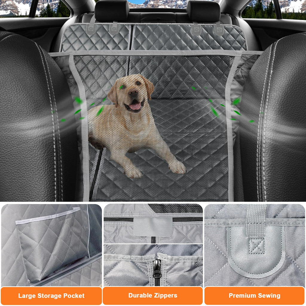 URPOWER 6-in-1 Dog Car Seat Cover – Waterproof Back Seat Protector