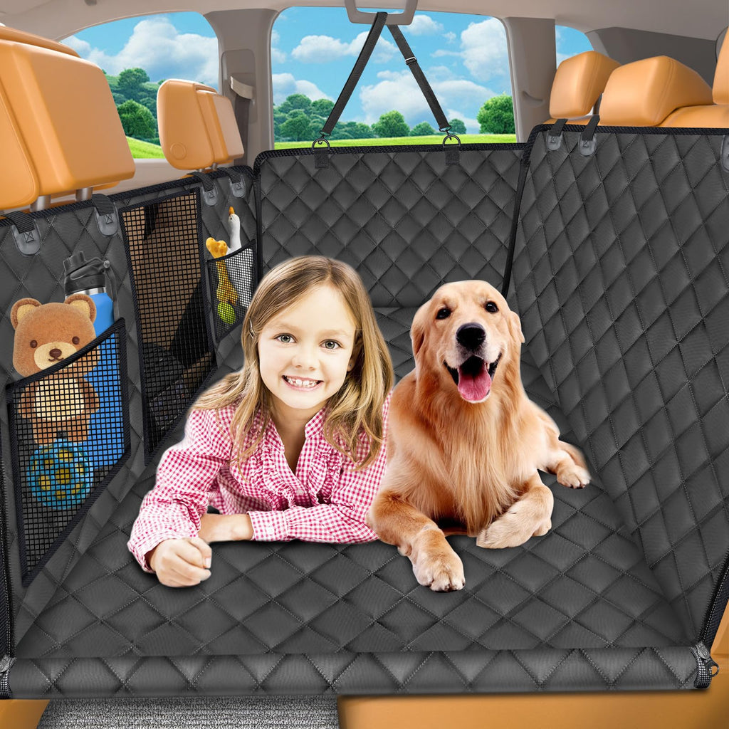 URPOWER Back Seat Extender for Dogs – Hard Bottom Car Seat Cover, 550 lbs Capacity, Waterproof Hammock with Mesh Window