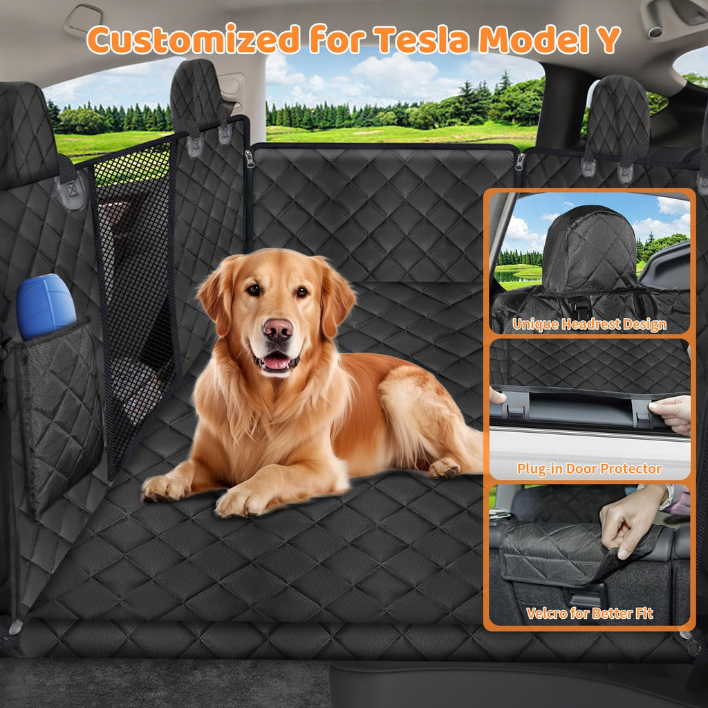 URPOWER Dog Back Seat Extender for Tesla Model Y/Juniper (2025+): Waterproof Hard Bottom Hammock, 400 lb Capacity