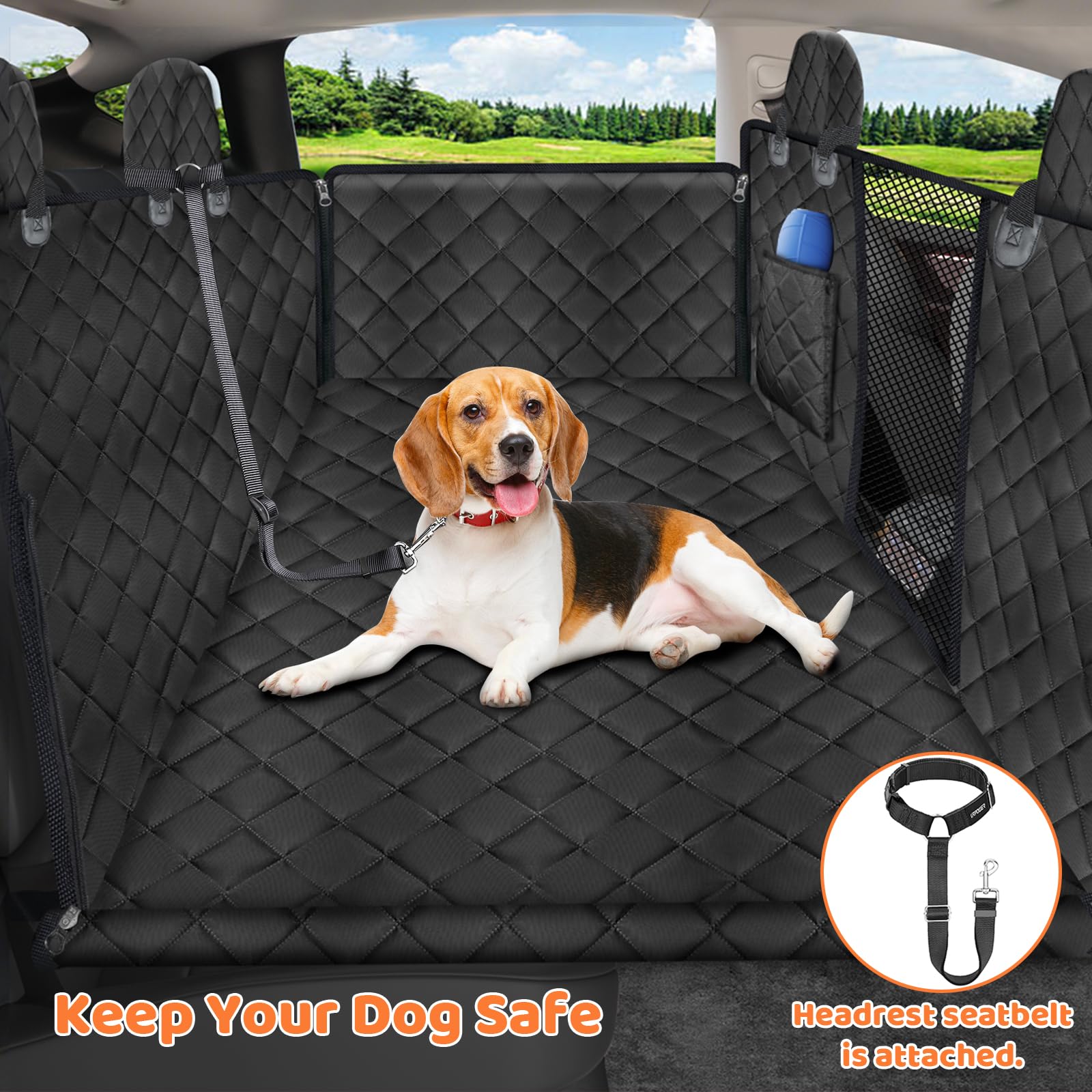 URPOWER Dog Back Seat Extender for Tesla Model Y/Juniper (2025+): Waterproof Hard Bottom Hammock, 400 lb Capacity