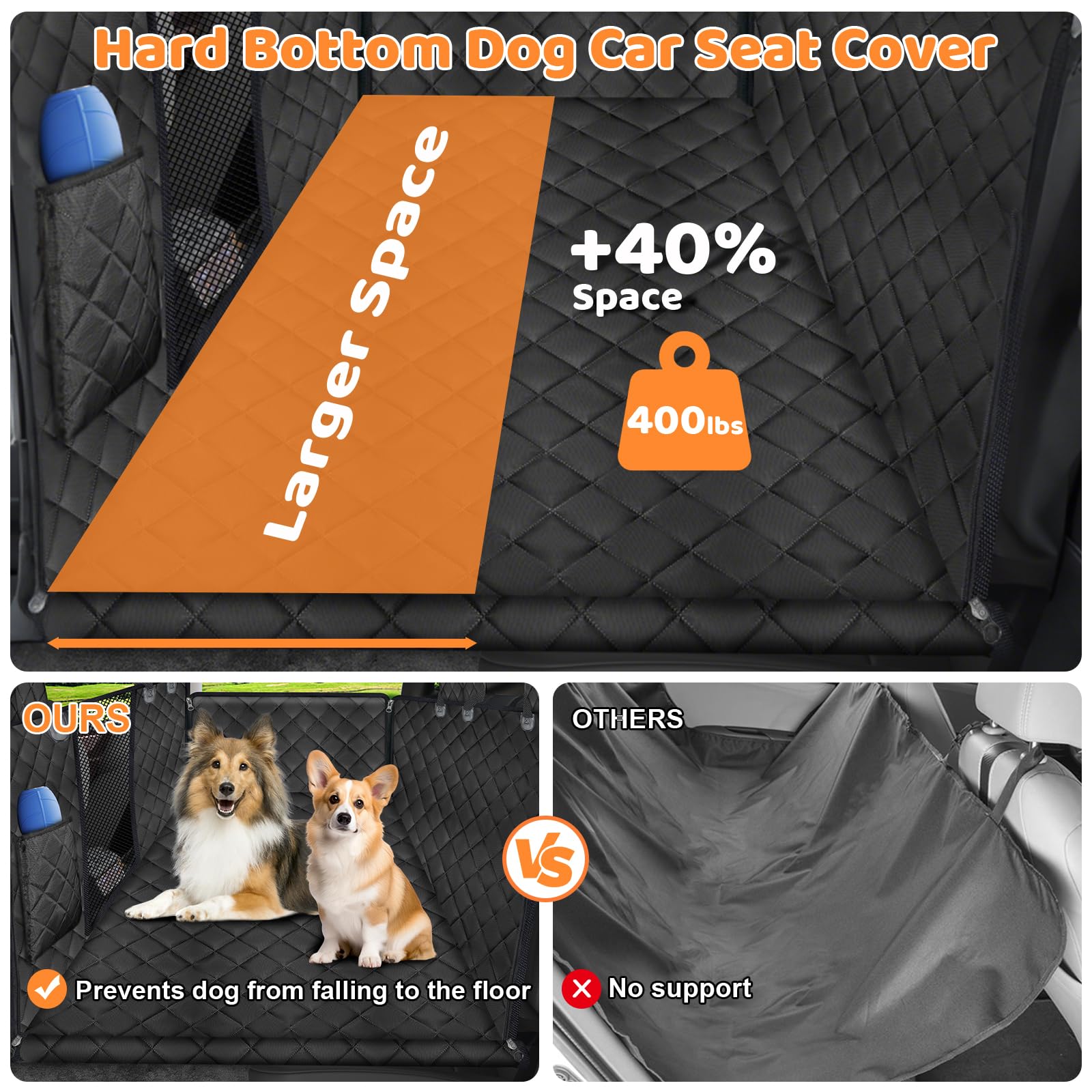 URPOWER Dog Back Seat Extender for Tesla Model Y/Juniper (2025+): Waterproof Hard Bottom Hammock, 400 lb Capacity