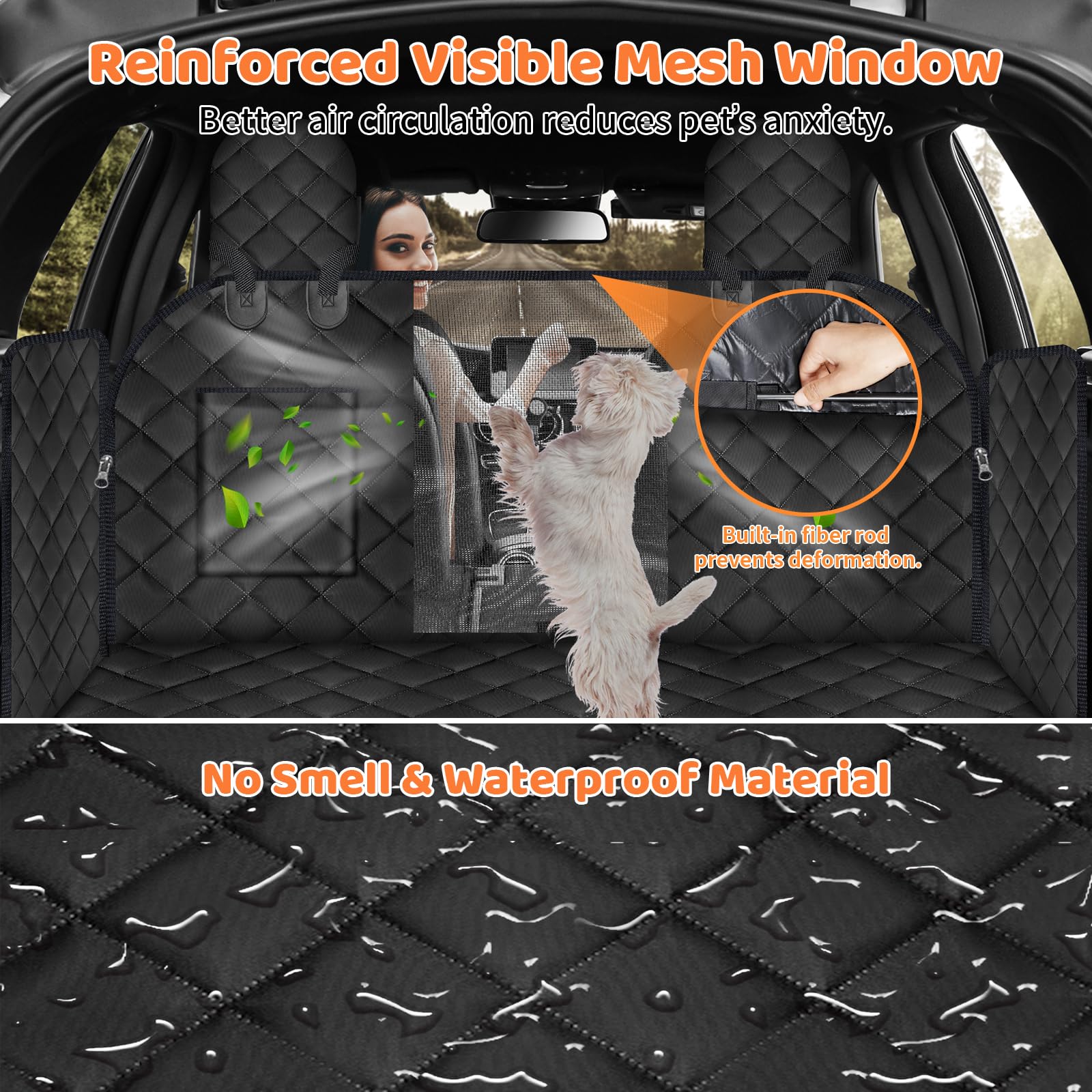 URPOWER Dog Back Seat Extender for Tesla Model Y/Juniper (2025+): Waterproof Hard Bottom Hammock, 400 lb Capacity
