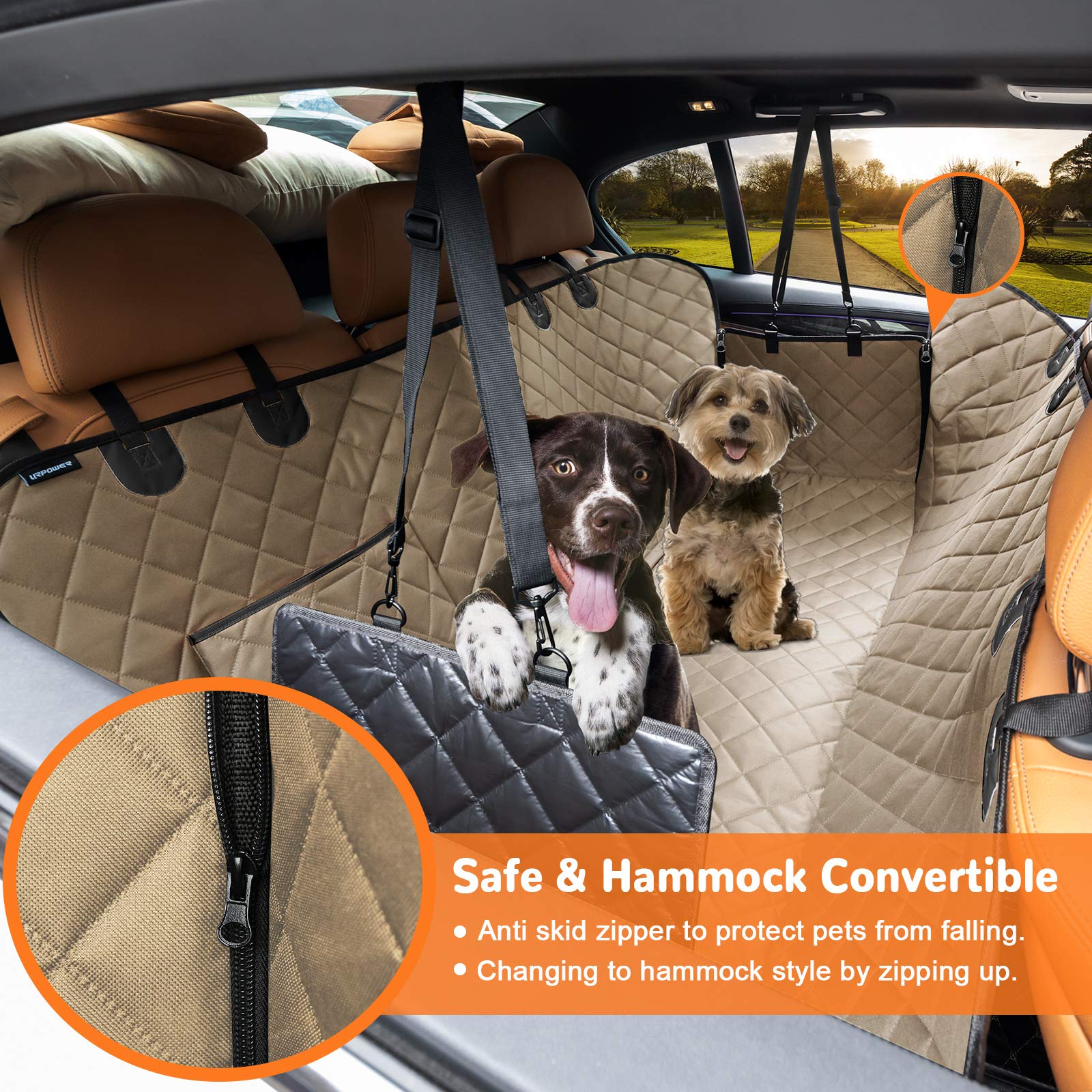 URPOWER Dog Car Seat Cover for Trucks – Waterproof Hammock with Side Flaps (600D, Heavy Duty)