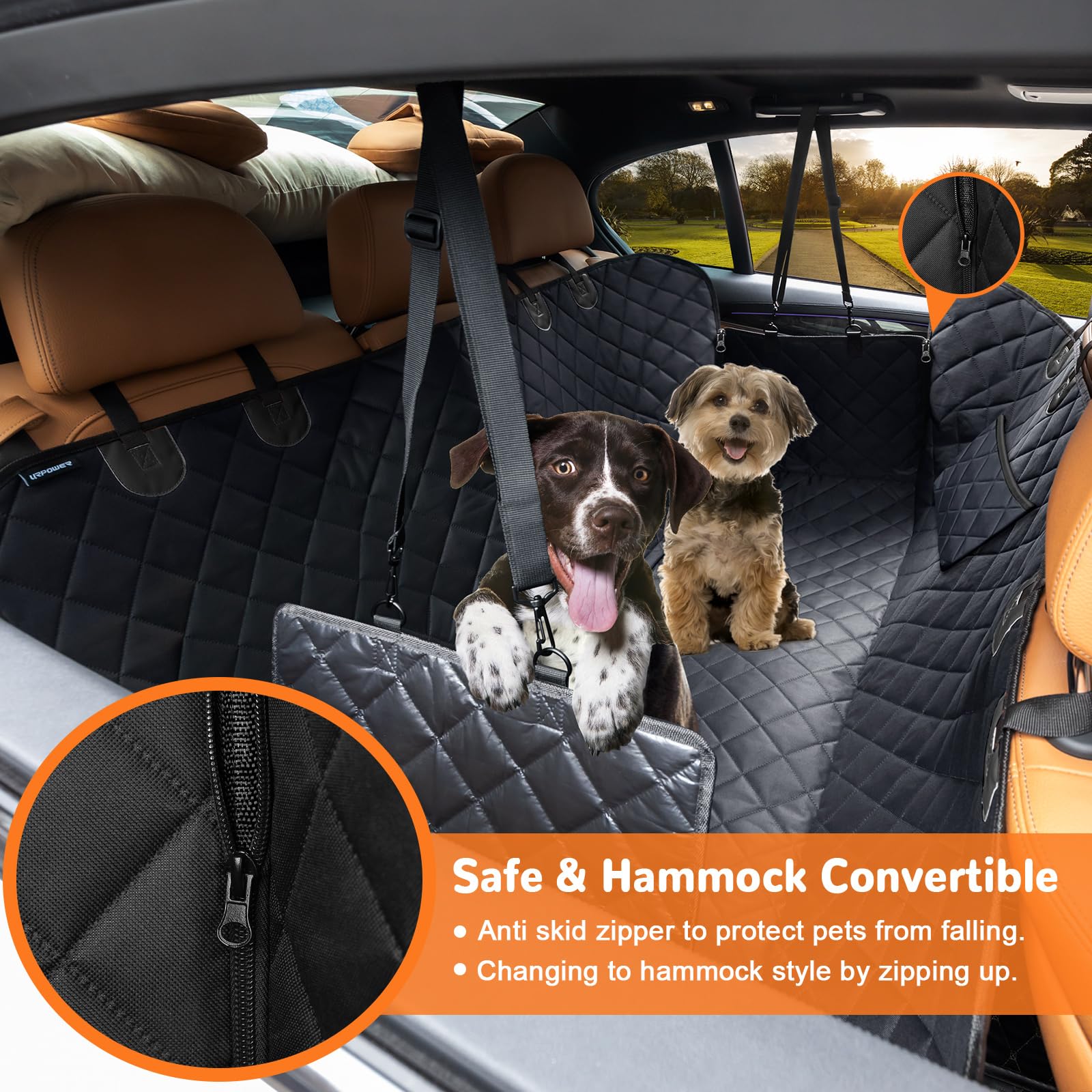 URPOWER Dog Car Seat Cover Hammock — 100% Waterproof, Full-Size Truck Fit, Nonslip & Scratch-Proof