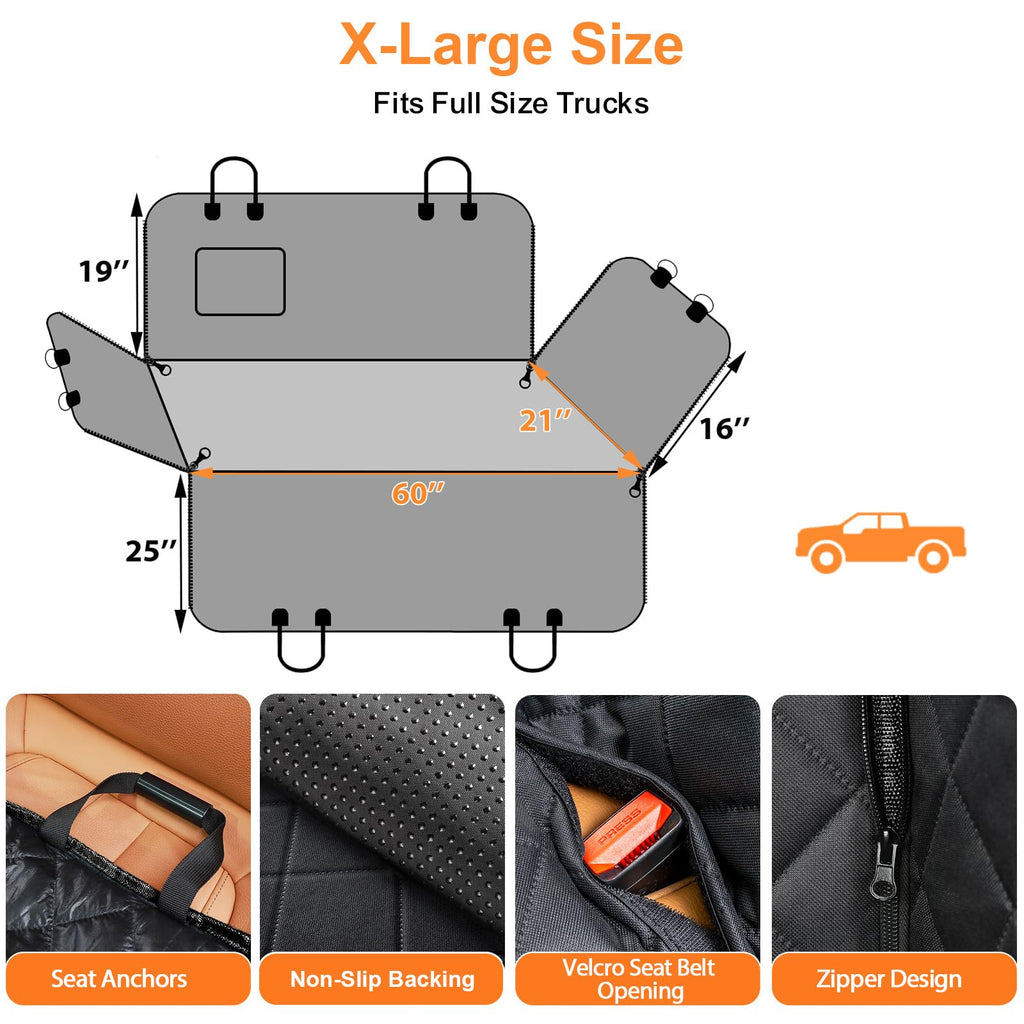 URPOWER Dog Car Seat Cover Hammock — 100% Waterproof, Full-Size Truck Fit, Nonslip & Scratch-Proof