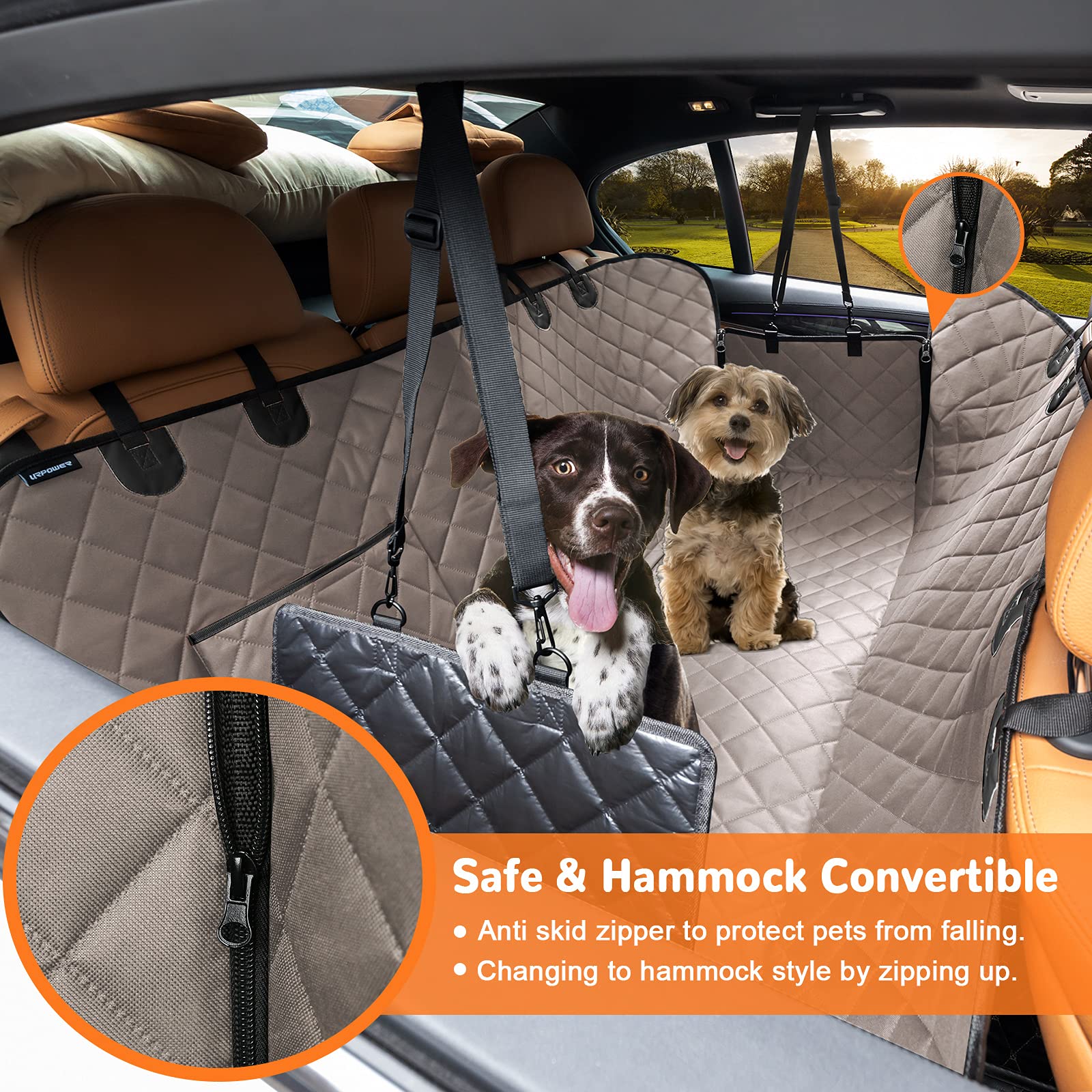 URPOWER Dog Seat Cover Car Hammock – 100% Waterproof, Nonslip Backseat Protector for Cars, SUVs, Trucks
