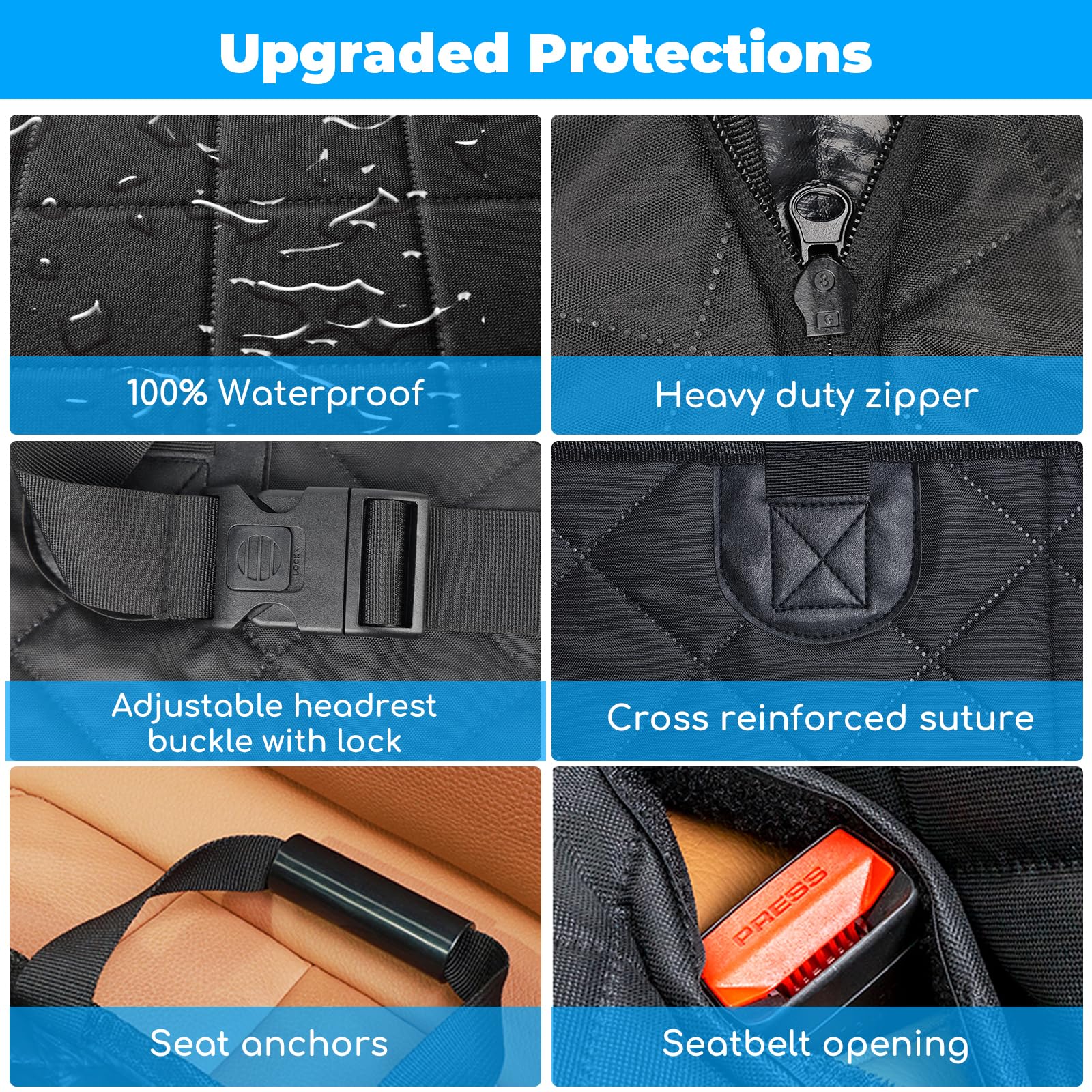 URPOWER Back Seat Extender for Dogs – Hard Bottom Car Seat Cover, 550 lbs Capacity, Waterproof Hammock with Mesh Window