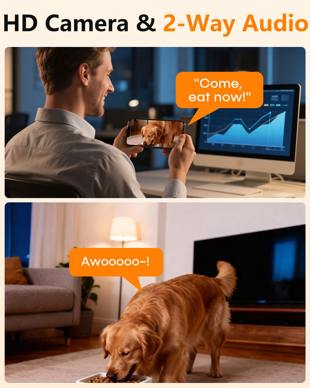 UTCG Automatic Dog Feeder Large Breed 12L/50 Cups — HD Camera, 5G WiFi