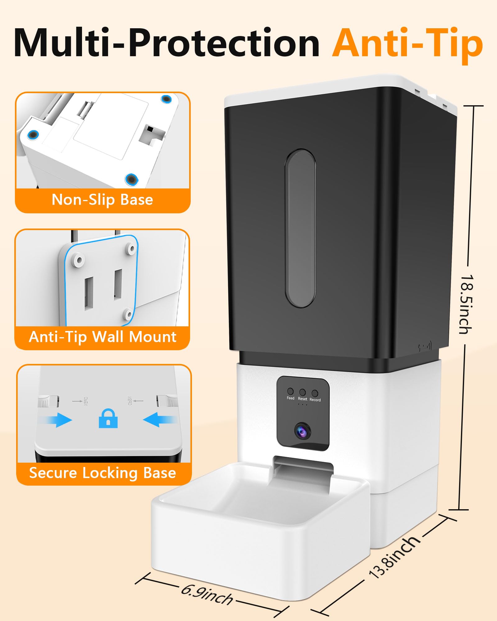 UTCG Automatic Dog Feeder Large Breed 12L/50 Cups — HD Camera, 5G WiFi