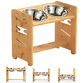 Vantic Elevated Dog Bowls — Adjustable Raised Stand for Medium-Sized Pets, Bamboo & Stainless Steel Dishes