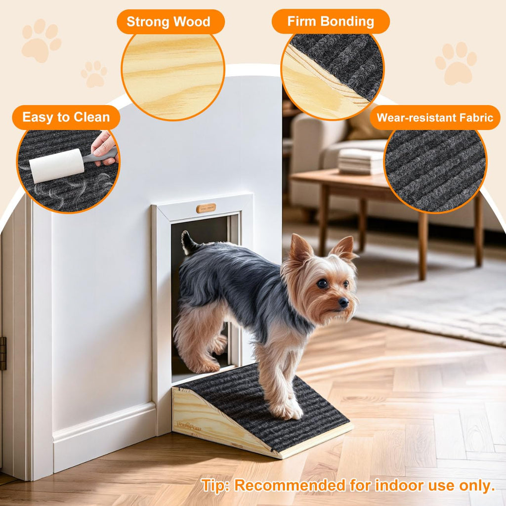 VavoPaw Dog Ramp for Stairs – Non-Slip Wooden Pet Steps (2-Pack, Light Wood)