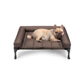 Veehoo Cooling Elevated Dog Bed – Raised Pet Cot with Waterproof Bolster Cushion (Medium, Brown)