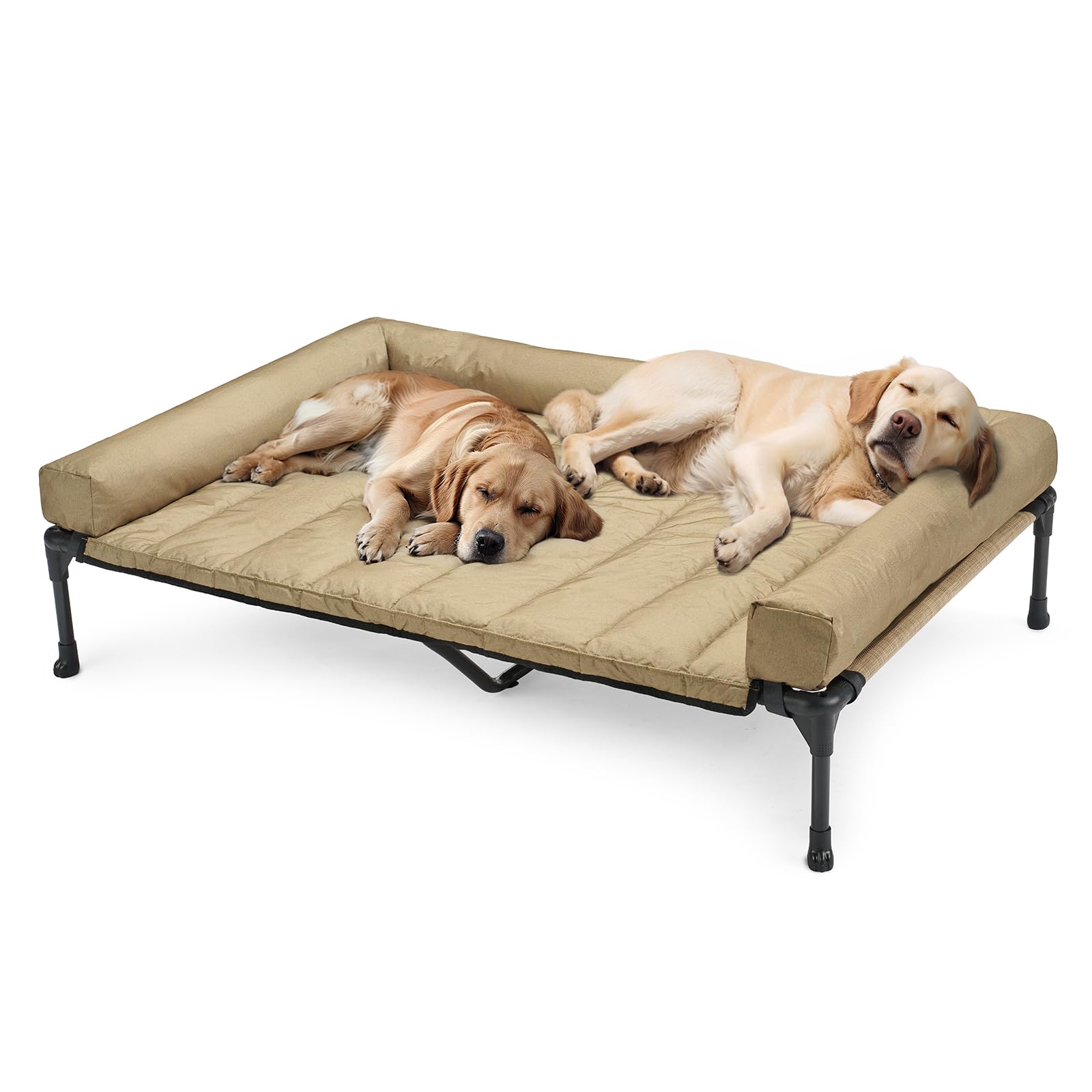 Veehoo Cooling Elevated Dog Bed with Waterproof Bolster Cushion — 59x37.5 in