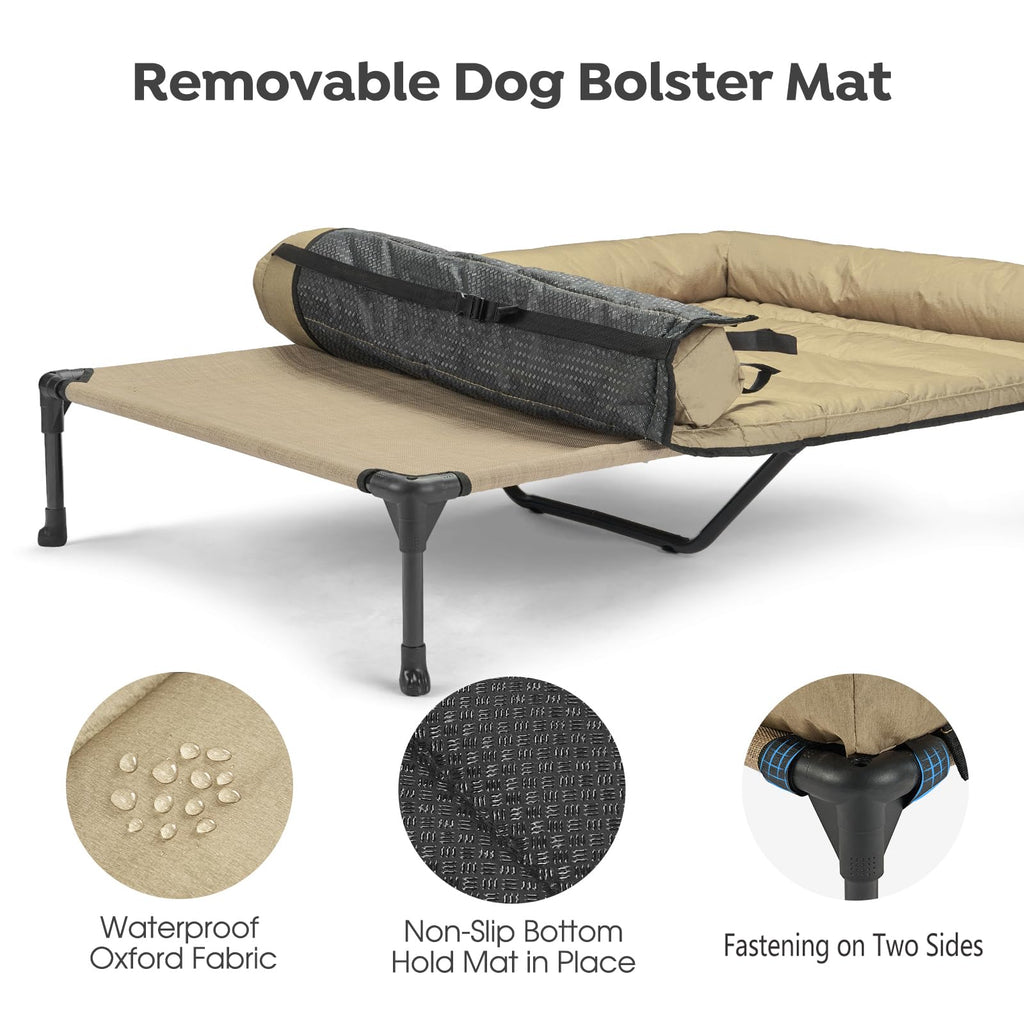 Veehoo Cooling Elevated Dog Bed with Waterproof Bolster Cushion — 59x37.5 in