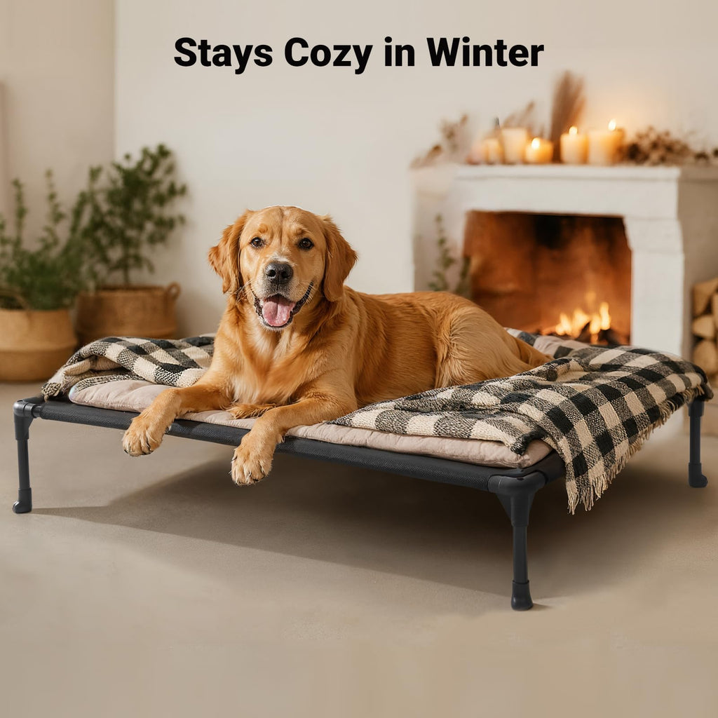 Veehoo Outdoor Elevated Dog Bed XL 45x33 – Breathable Mesh, Raised Cooling Cot with Non-Slip Feet