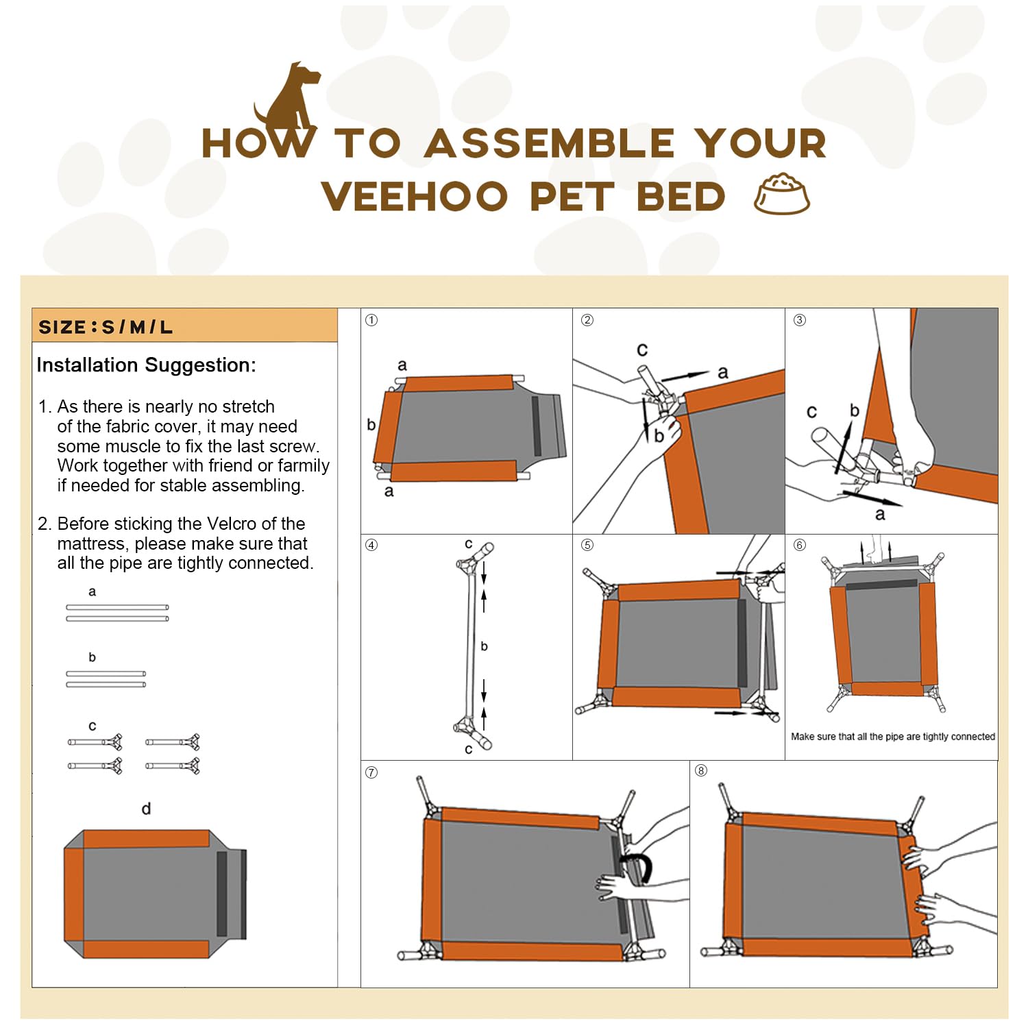 Veehoo Outdoor Elevated Dog Bed XL 45x33 – Breathable Mesh, Raised Cooling Cot with Non-Slip Feet
