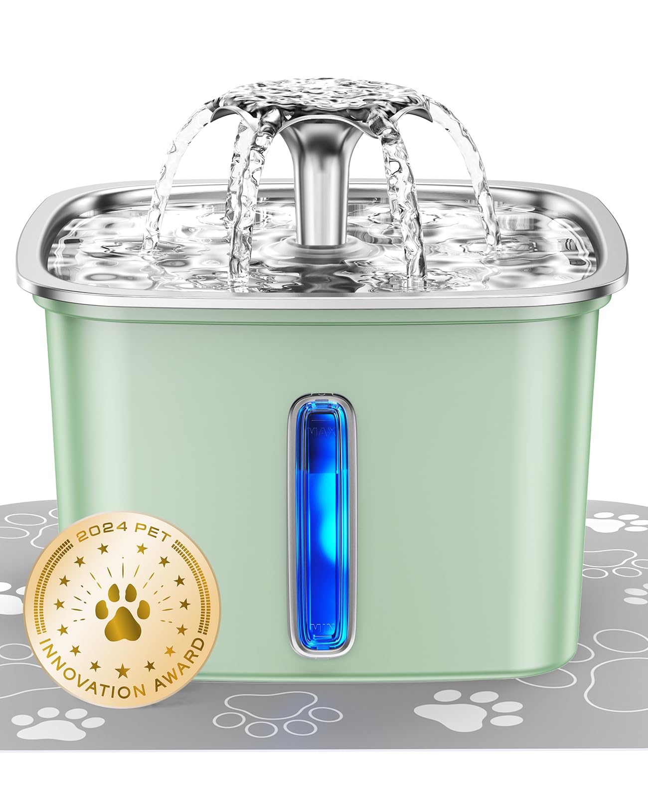 Veken Stainless Steel Cat Water Fountain 95oz/2.8L — Award-Winning, BPA-Free, 5-Stage Filtration