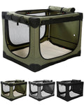 Veraste 33-Inch Collapsible Travel Dog Crate for Medium-Large Dogs | Portable 4-Door Soft Kennel with Mesh Windows
