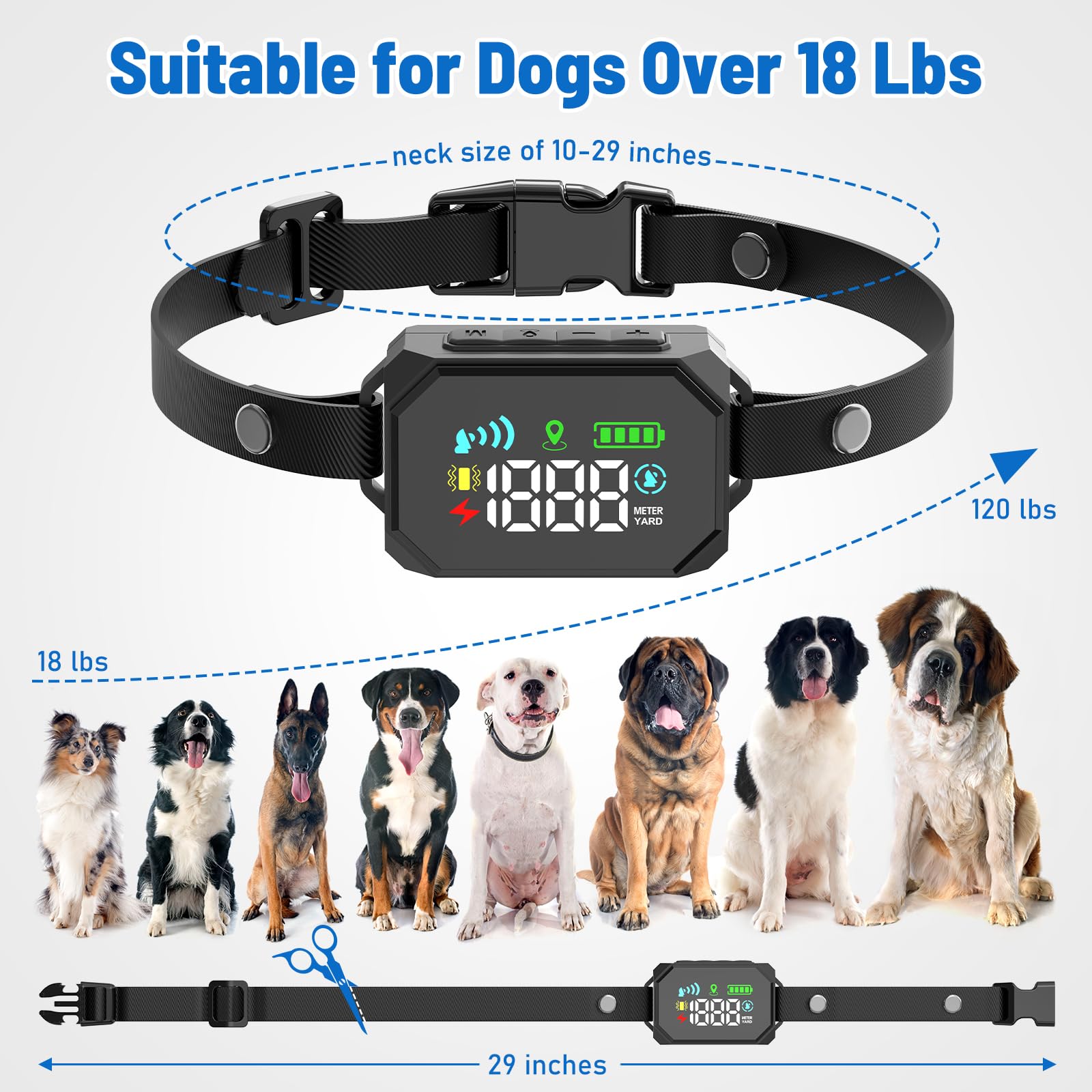 VERSMELO GPS Wireless Dog Fence — Large Yard Perimeter Collar Fence System (33–1999 yd), IPX7