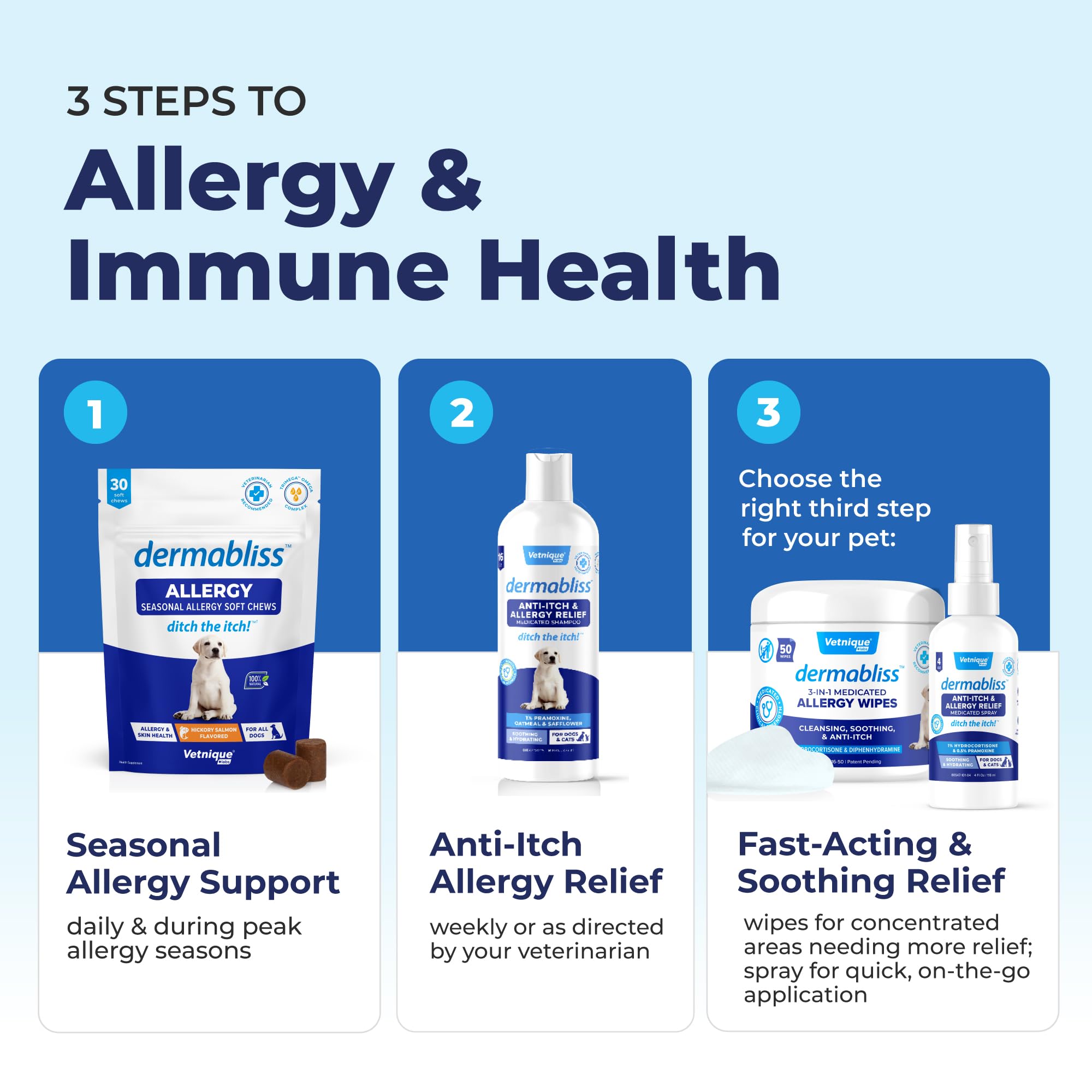 Dermabliss Dog Allergy Relief & Immune Support Chews - Vetnique Labs (120 Ct)