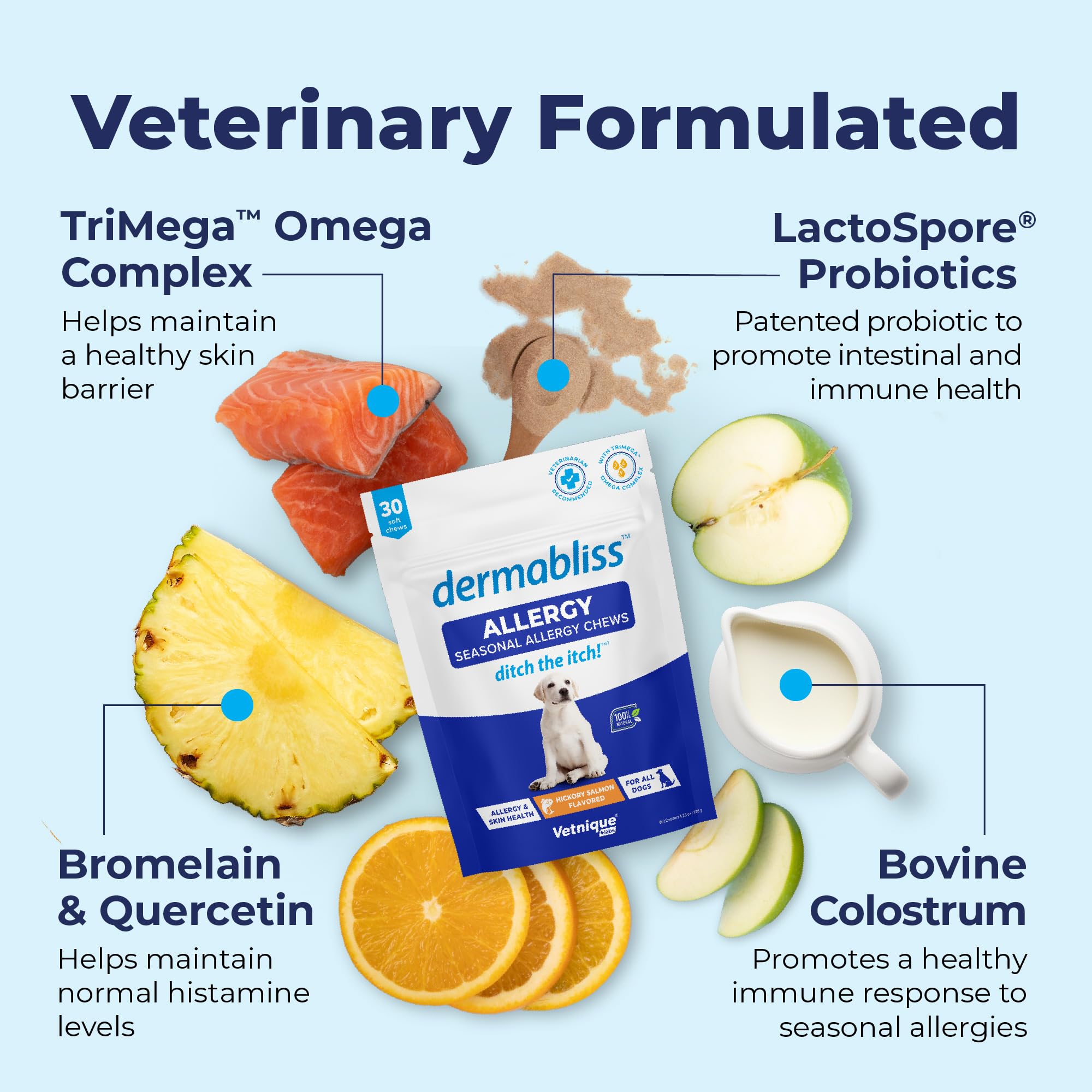 Dermabliss Dog Allergy Relief & Immune Support Chews - Vetnique Labs (120 Ct)