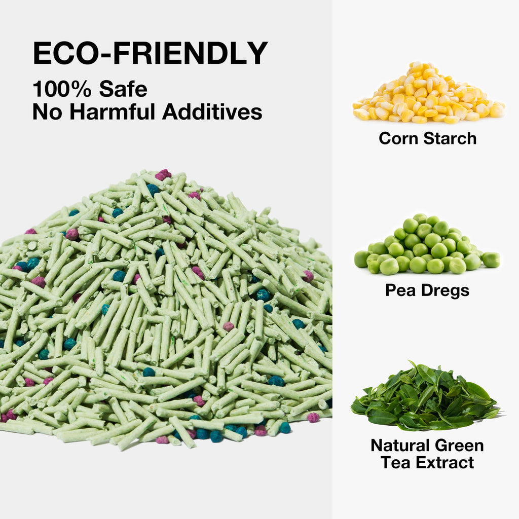 VETRESKA Tofu Cat Litter – Natural Clumping, Flushable, Green Tea Odor Control (5.5lb×4 bags)
