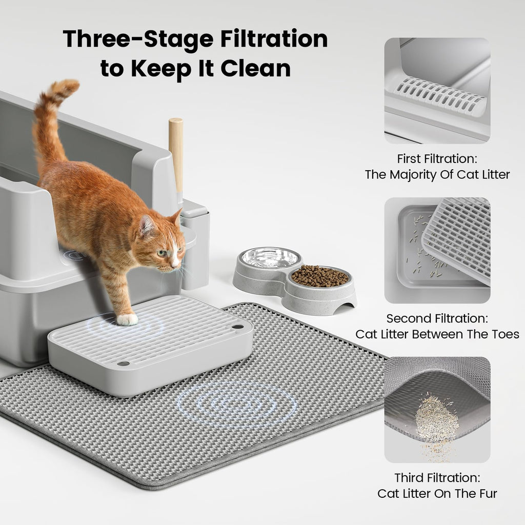 VNAKIO Stainless Steel Cat Litter Box XL – High Sides, Leak-Resistant, Easy Clean