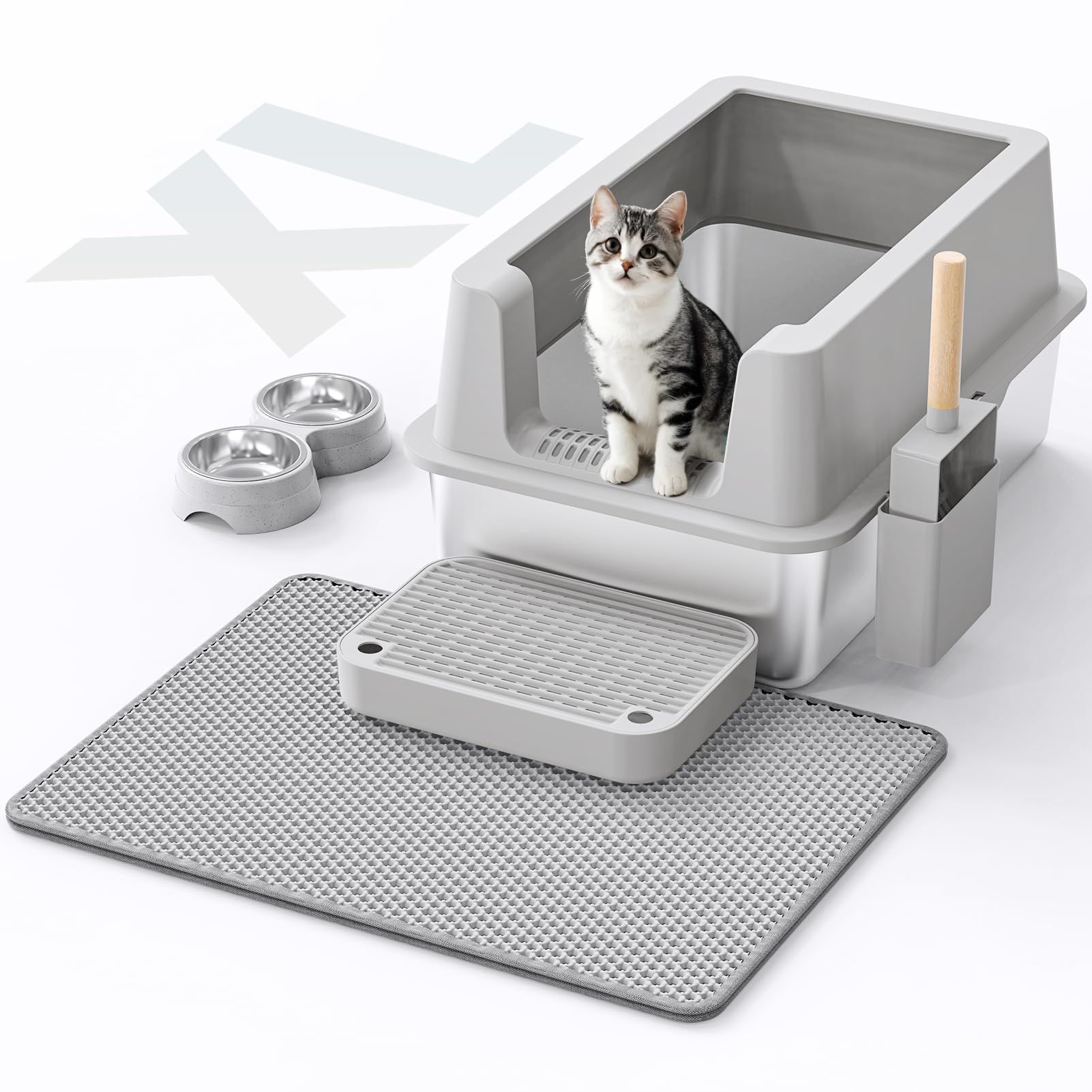 VNAKIO Stainless Steel Cat Litter Box XL – High Sides, Leak-Resistant, Easy Clean