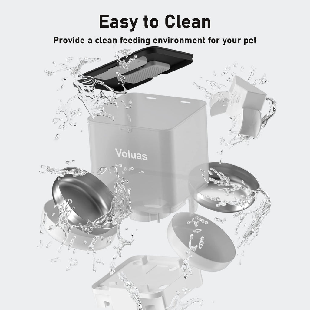 Voluas Automatic Cat Feeder for Two Cats | 6L Dual Bowls, Timed Feeding & Memory Function