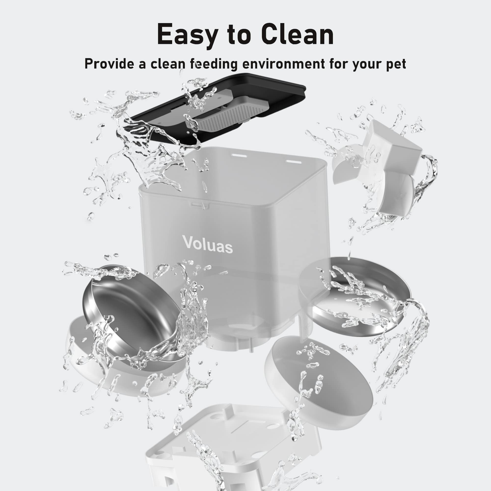 Voluas Automatic Cat Feeder for Two Cats | 6L Dual Bowls, Timed Feeding & Memory Function