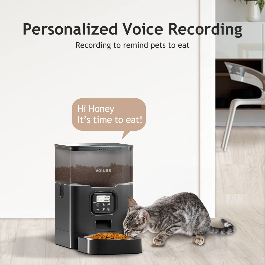 VOLUAS Automatic Cat Feeder – Timed Dispenser, 4 Meals/Day, 4L Capacity, Voice Recorder