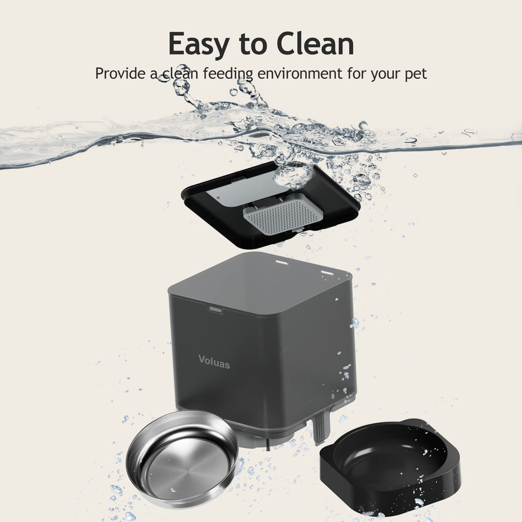 VOLUAS Automatic Cat Feeder – Timed Dispenser, 4 Meals/Day, 4L Capacity, Voice Recorder
