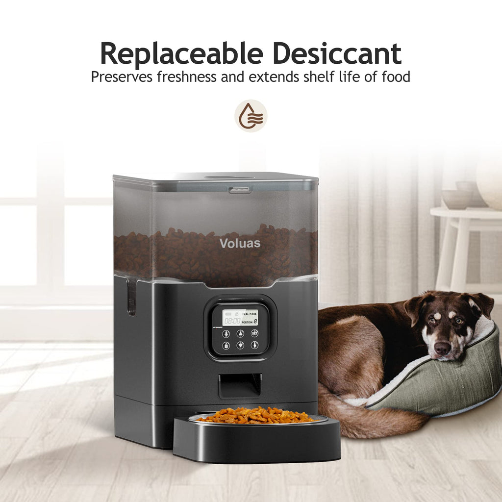 VOLUAS Automatic Cat Feeder – Timed Dispenser, 4 Meals/Day, 4L Capacity, Voice Recorder