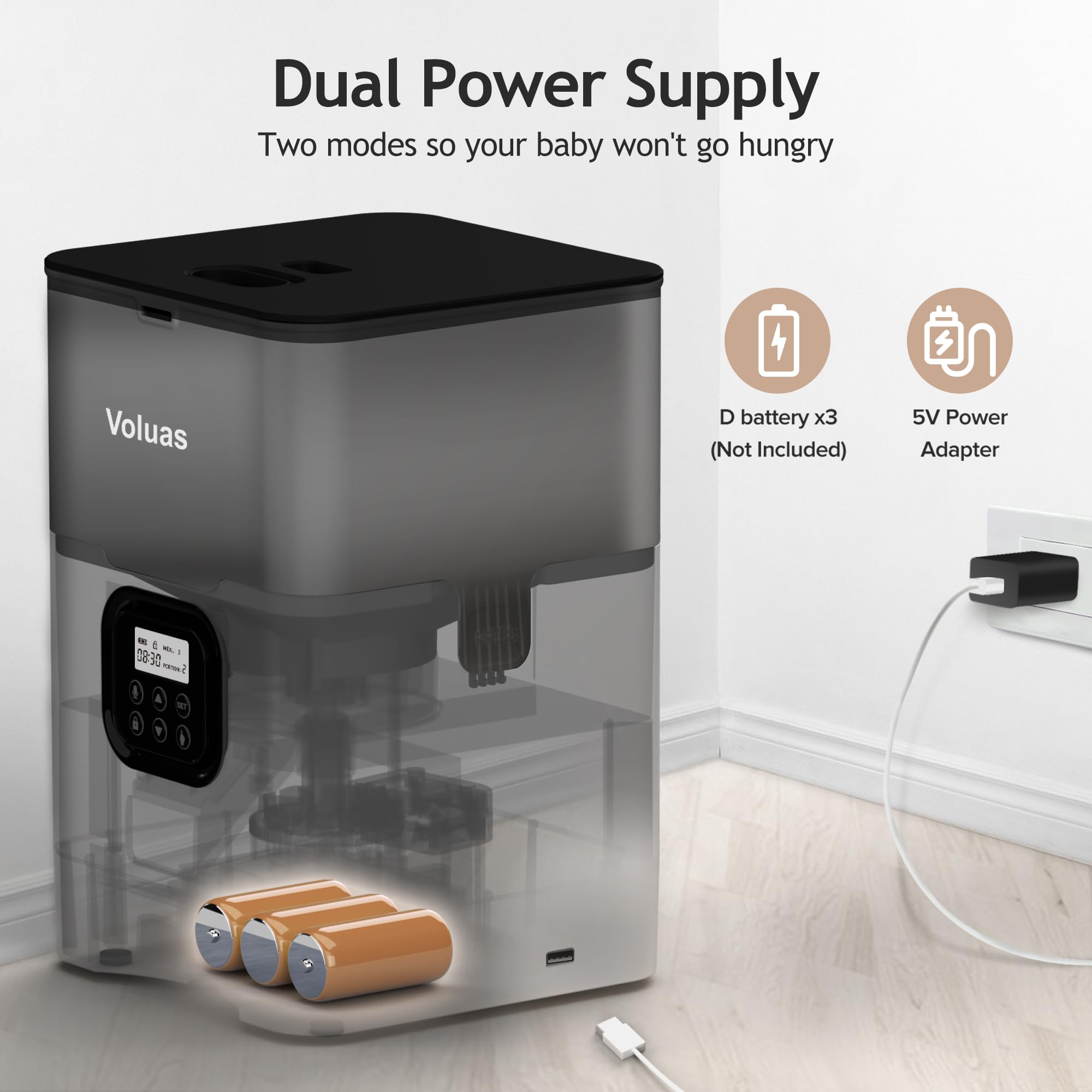 VOLUAS Automatic Cat Feeder – Timed Dispenser, 4 Meals/Day, 4L Capacity, Voice Recorder