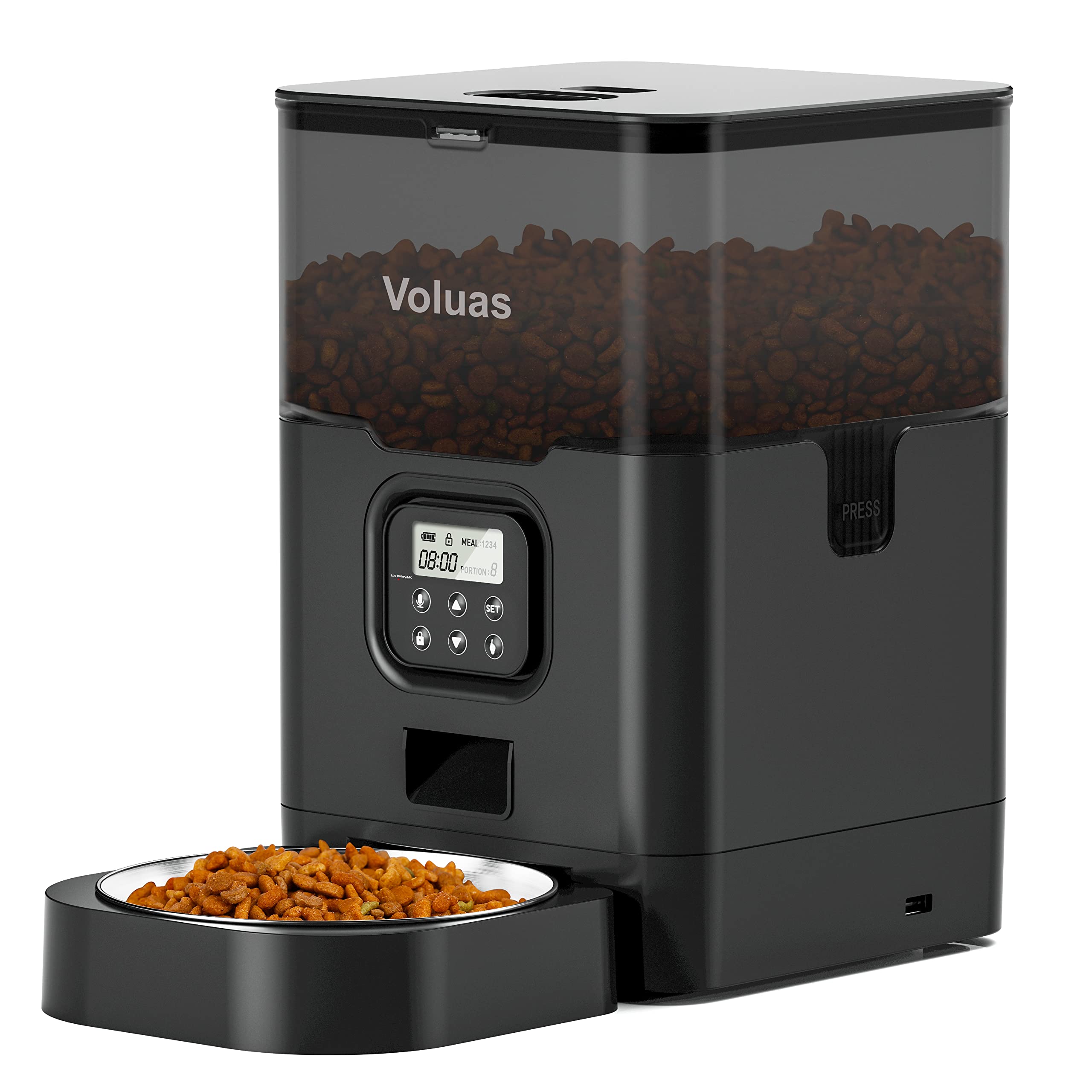 VOLUAS Automatic Cat Feeder – Timed Dispenser, 4 Meals/Day, 4L Capacity, Voice Recorder