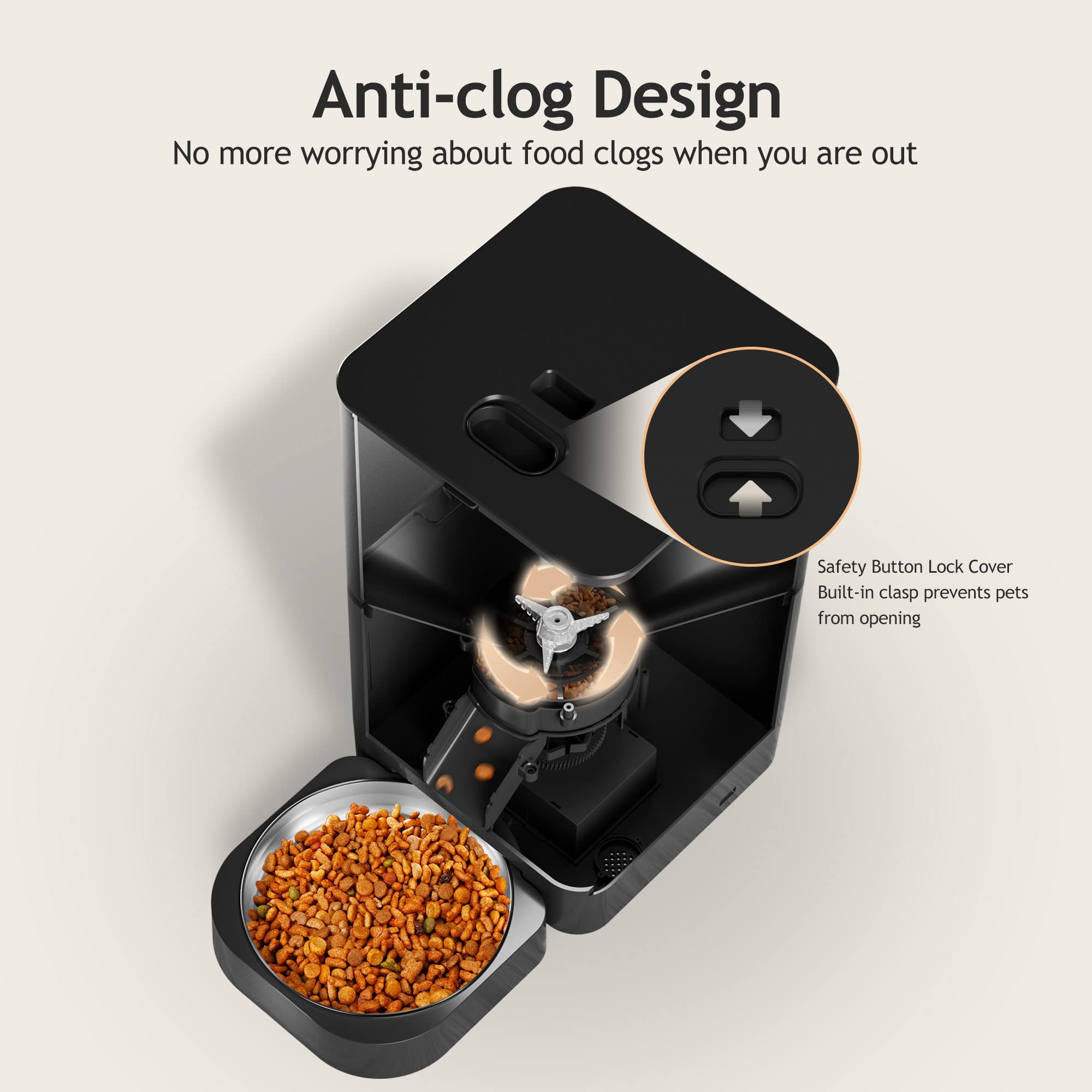 VOLUAS Automatic Cat Feeder – Timed Dispenser, 4 Meals/Day, 4L Capacity, Voice Recorder