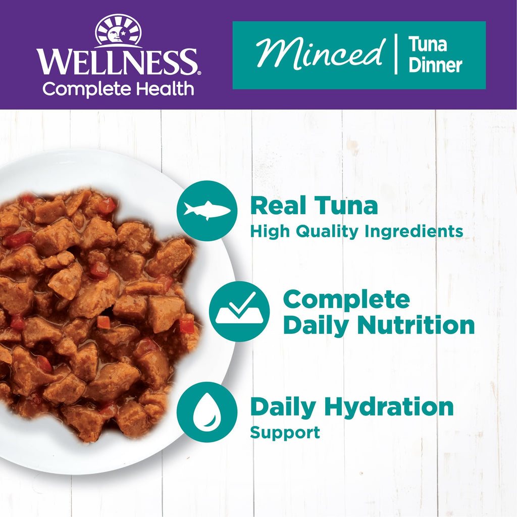 Wellness Complete Health Minced Tuna Entree — Grain-Free Wet Cat Food, 5.5 oz, 24 Pack