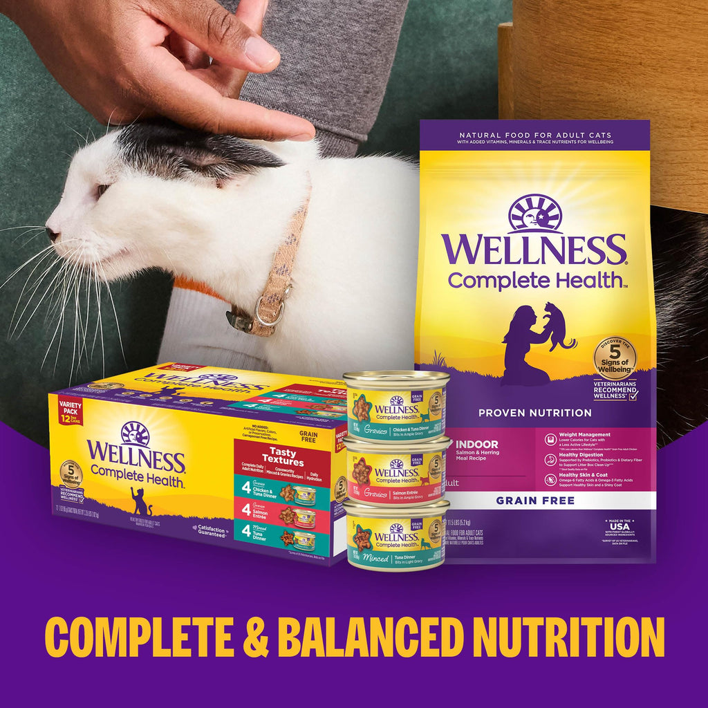 Wellness Complete Health Minced Tuna Entree — Grain-Free Wet Cat Food, 5.5 oz, 24 Pack
