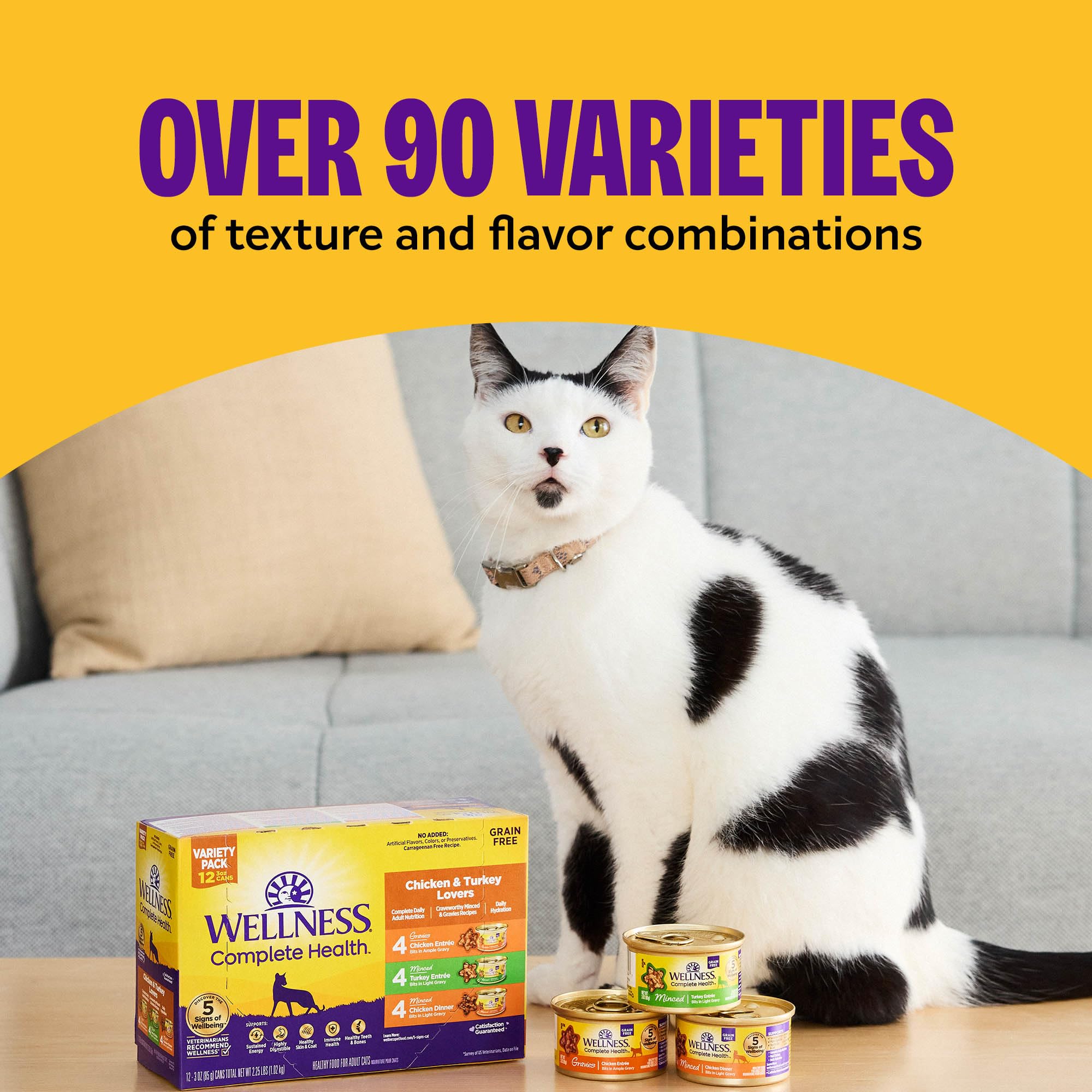 Wellness Complete Health Minced Tuna Entree — Grain-Free Wet Cat Food, 5.5 oz, 24 Pack