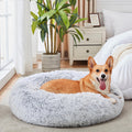 WESTERN HOME WH Calming Dog & Cat Bed Donut Cuddler – Plush Faux Fur Round Bed (20–30 inch)