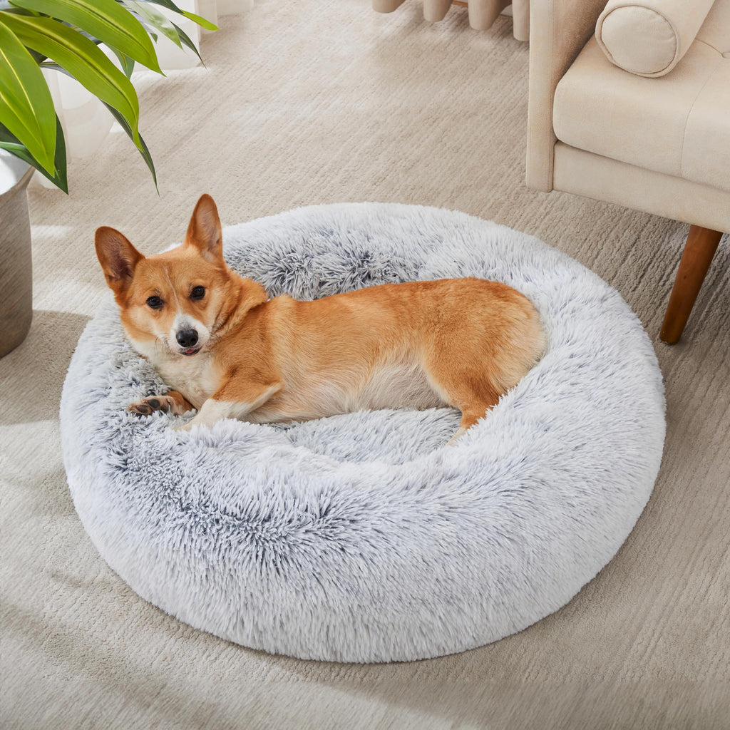 WESTERN HOME WH Calming Dog & Cat Bed Donut Cuddler – Plush Faux Fur Round Bed (20–30 inch)
