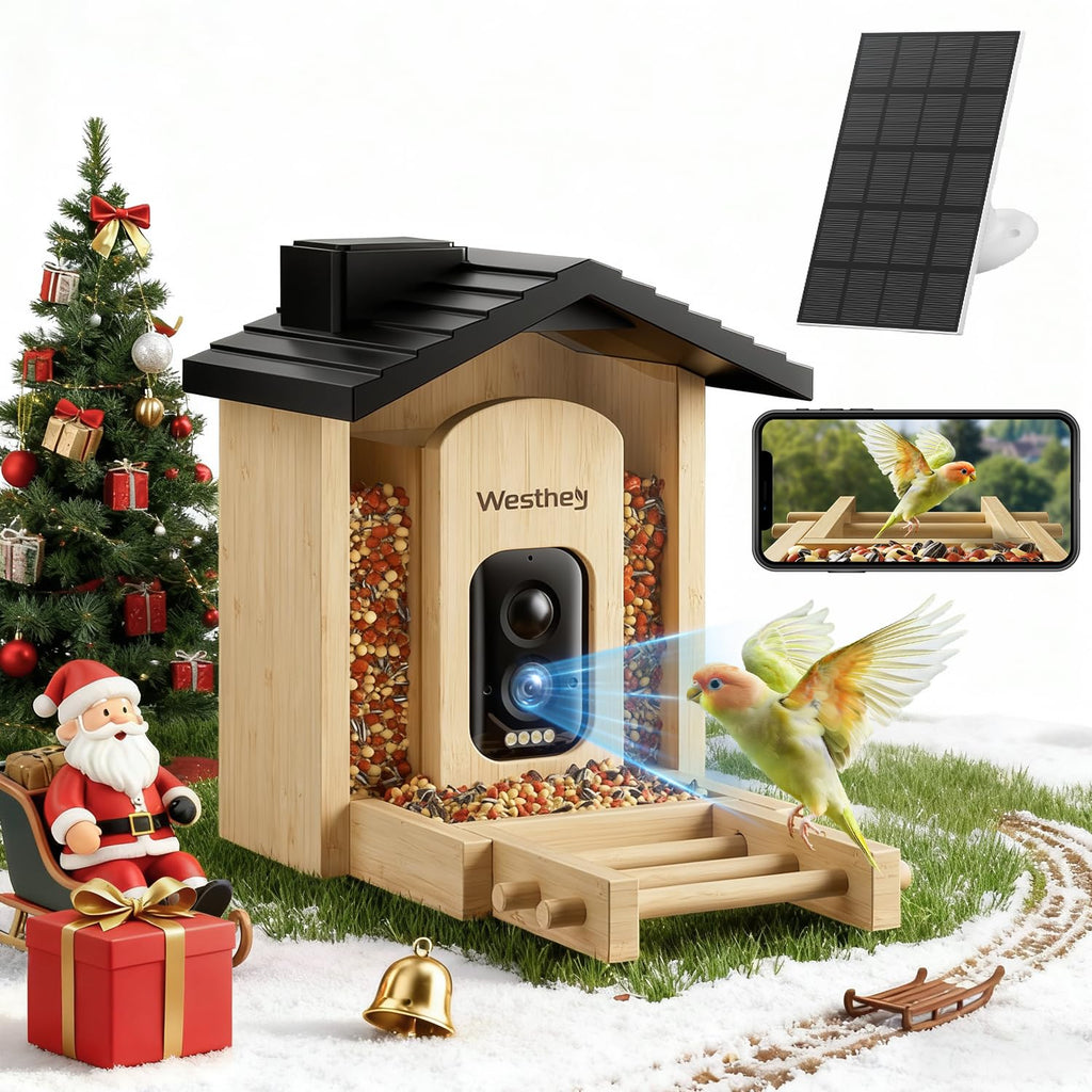 WESTHEY Solar Powered Bird Feeder with Camera - 2.5K HD AI ID 11,000+ Species