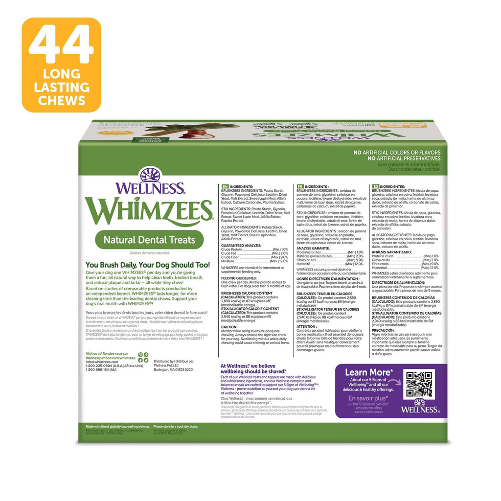 Whimzees Wellness Value Box - Medium Dog Dental Treats (44 Count)