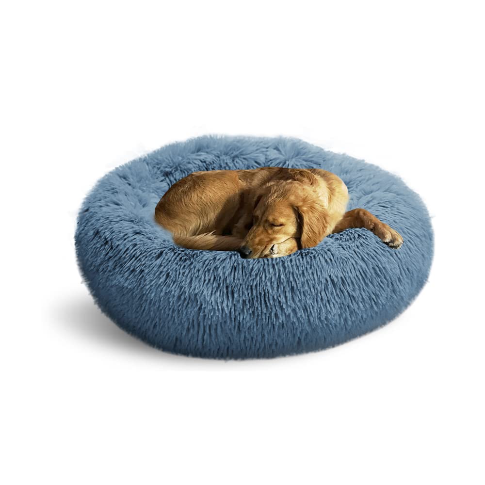 Whiskers & Friends Round Fluffy Dog Bed – Calming Donut Bed for Small & Medium Dogs up to 45 lbs