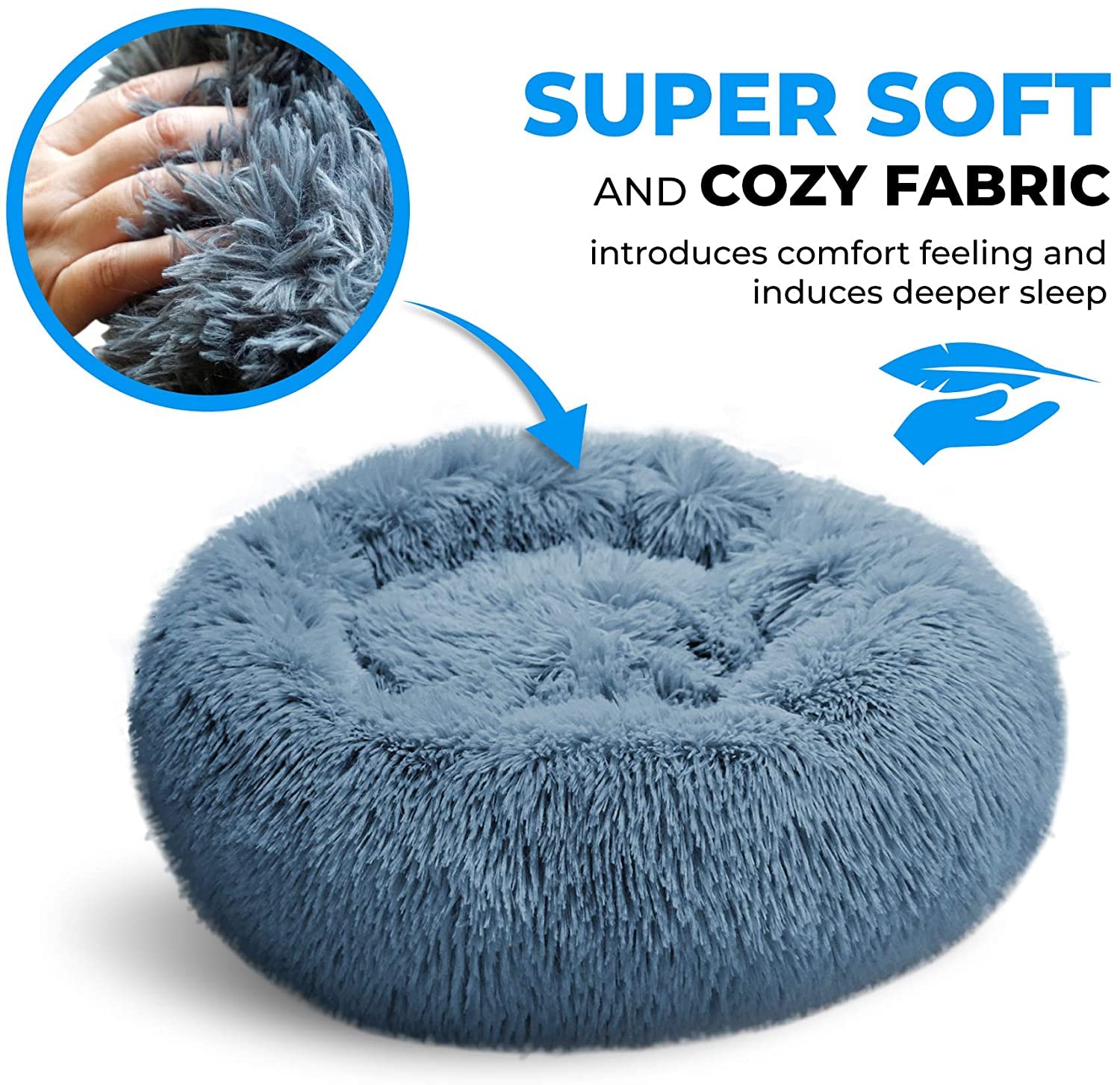 Whiskers & Friends Round Fluffy Dog Bed – Calming Donut Bed for Small & Medium Dogs up to 45 lbs