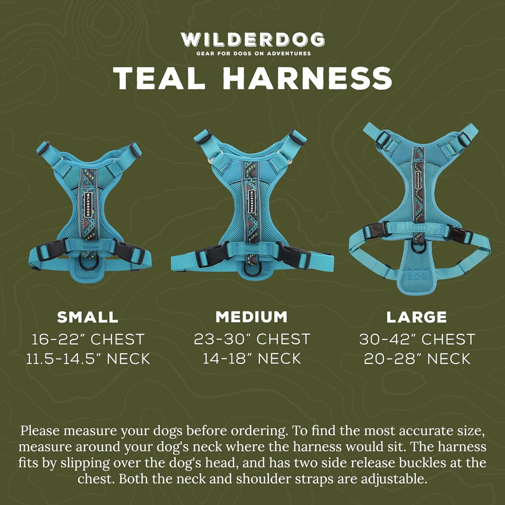 Wilderdog Lightweight Dog Harness with Reflective Straps – Large – Pacific Blue