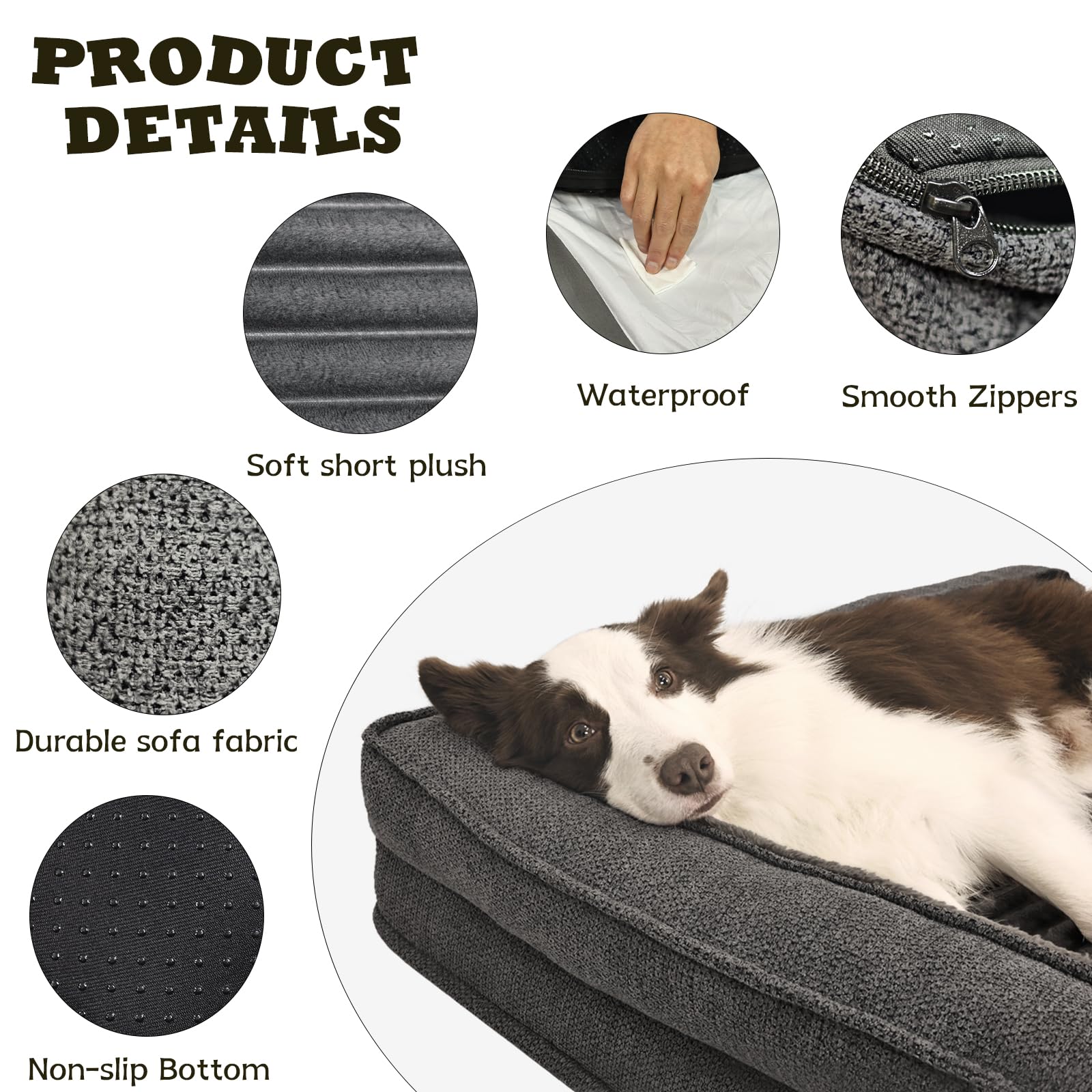 WINDRACING Orthopedic XXL Dog Bed 46x30 – Egg Foam, Waterproof, Non-Slip