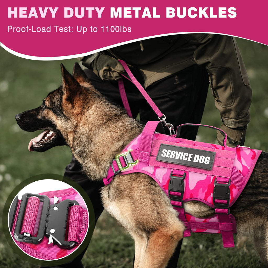 WINSEE Service Dog Vest Harness for Large Dogs | Tactical MOLLE Vest with 10 Patches