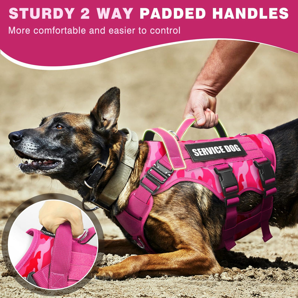 WINSEE Service Dog Vest Harness for Medium Dogs | MOLLE Tactical Vest with 10 Patches