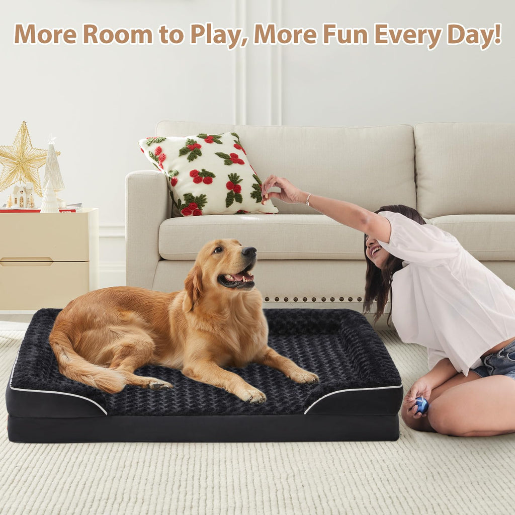 WNPETHOME Large Orthopedic Dog Bed 48x35x7 in — Washable, Waterproof Lining, Non-Skid